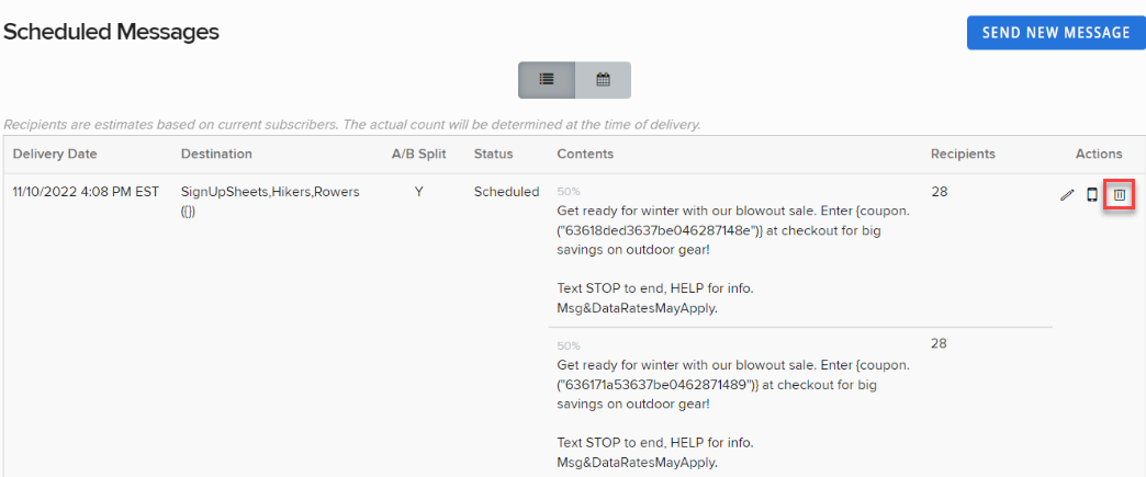 delete scheduled message